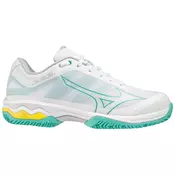 Ženske tenisice Mizuno Wave Exceed Light CC - white/turquoise/high visibility yellow