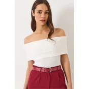Bianco Lucci Ženska bluza na kratake rukave 60284012, Brod izrez, Bela