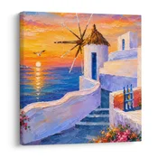 Slika bele hiške nad morjem - 50x50