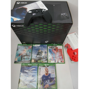 Microsoft igralna konzola XBOX SERIESx1TB 4K 120fps UHD v kompletu z 6 igrami in dodatni rdeč kontroler Pulse Red