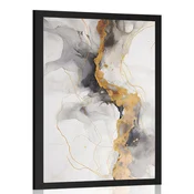 Plakat belo siv marmor - 30x45 black
