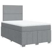 Vidaxl Box spring postelja z vzmetnico svetlo siva 120x200 cm blago