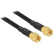 Delock WLAN-antenski priključni kabel [1x SMA-vtič - 1x SMA-vtič] 10 m črn pozlačeni zatiči Delock