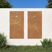 Vidaxl vidaXL Vrtne stenske dekoracije, 2 kosa, 105 x 55 cm, kortensko jeklo