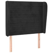 Vidaxl Vzglavje z ušesi črno 93x23x118/128 cm žamet