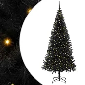 Vidaxl Božično drevo med 300 LED z stojalom Črna 240 cm PVC