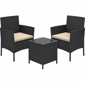 Songmics Vrtni garnitura miza in 2 stola 565x545x815 cm črno-taupe