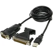 PremiumCord Kratek pretvornik USB 2.0 - RS 232, opremljen s FTDI čipom