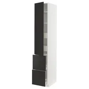 METOD / MAXIMERA Vis.el. s polic/4fiok/vrat/2front, bela/Nickebo boja antracita, mat, 40x60x220 cm