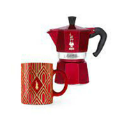 BIALETTI Moka Express 3 Cups Red + 1 Mug Déco Glamour - Za 3 skodelice