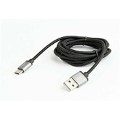 CCB-mUSB2B-AMCM-6 Gembird Cotton braided Type-C USB cable with metal connectors, 1.8 m, black