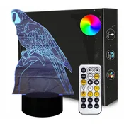 3D LED nočna svetilka Parrot USB + daljinski upravljalnik