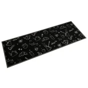 Vidaxl Kuhinjska preproga pralna dobro jutro črna 60x180 cm žamet
