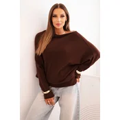 Kesi Włoski Womens asymmetric batwing viscose sweater chocolate
