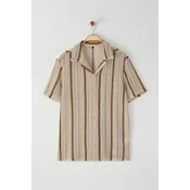 Trendyol Mink Regular Fit Short Sleeve Open Collar Knitwear Textured Shirt