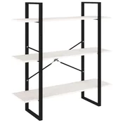 Vidaxl Knjižna omara 3-nadstropna bela 100x30x105 cm trdna borovina