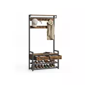 Songmics Obešalnik za plašče z klopjo za čevlje 30x804x1816 cm rjav