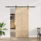 vidaXL Drsna vrata Naravna 90 x 208 cm Trdna borovina