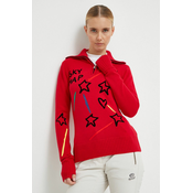 Vuneni pulover Rossignol JCC za žene, boja: crvena, s dolčevitom