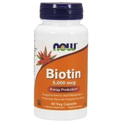 Now Foods NOW Biotin, 5000 ug, 60 rastlinskih kapsul