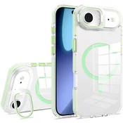 Overboard Ovitek za iPhone Air, pripravljen za MagSafe, s stojalom, prozoren z zelenimi poudarki
