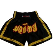 KRATKE HLAČE ZA THAI BOXING KoolooK ČRNE BARVE Z RUMENO OBROBO