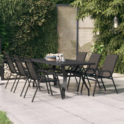 VIDAXL vrtni stol od čelika i stakla (180x80x70cm), crni