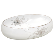 MAISON CHIC Umivalnik - Kopalna umivalnik - Lavabo Nadpultni bel ovalen 59x40x15 cm keramika, (21684824)