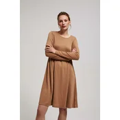 Marisse Dark Beige Dress With Long Sleeves And A Flared Bottom