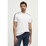 Polo majica Tommy Hilfiger za muškarce, boja: bijela, s aplikacijom, MW0MW35616