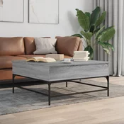 vidaXL Klubska mizica siva sonoma 95x95x45 cm inž. les in kovina