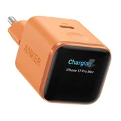 Stenski 45W polnilec Anker Nano (A121DGO1) GaN, Smart Display, Care Mode - orange