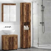 Vidaxl Kopalniška omarica z vrati TULUM Star les 37 x 31.5 x 203 cm