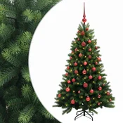 Vidaxl Umjetno božično drevo z okrasnimi kroglami 150 cm 150 LED