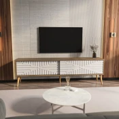 HANAH HOME TV polica Riso Walnut White