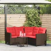 Set vanjskih sofa s jastukom 2 pcs Smeda i crvena poliratan