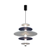 Viokef LED viseča svetilka Azul, višina 46 cm, modra/siva/črna, filc - Dnevna soba/jedilnica - modra, siva, črna - Plastika