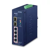 PLANET IP30 6-Port Gigabit switch with 4-Port 802.3AT POE+ plus 2-port 100/1000X SFP (-40 to 75 C) (IGS-624HPT)