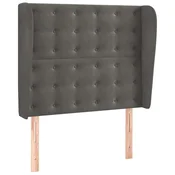 Vidaxl Vzglavje z ušesi temno sivo 93x23x118/128 cm žamet