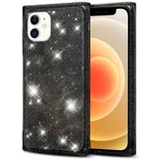 GS Kvadratni bleščeči ovitek za iPhone 12, črn