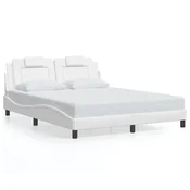 shumee vidaXL Posteljni okvir LED bel 160x200 cm umetno usnje