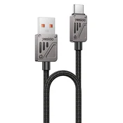 USB-A v USB-C pleten polnilni in podatkovni kabel Yesido CA135C s 3A, 480MBps in hitrim polnjenjem - 1.2m - črn
