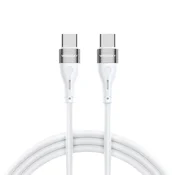 WOZINSKY Trpežen, prožen kabel USB-C – USB-C PD 65 W, 2 m, bel