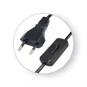 Commel prikljucni kabel za rasvjetna tijela sa sklopkom, crni, H03VVH2-F 2x0,75 / 2 m