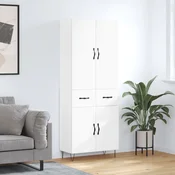 Vidaxl Visoka omara bela 69,5x34x180 cm inženirski les
