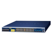Planet IGS-6325-24UP4X IP30 19 Rack Mountable Industrial L3 Managed PoE Switch, 24-Port 10/100/1000T 95W 802.3bt PoE + 4-Port 10G SFP+ (-40 to 75 C, fanless design, 1440W PoE budget, 802.3bt/UPoE/For