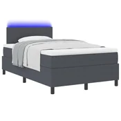 vidaXL vidaXL vzmetnica s podstavkom z vzmetnico in LED temno siva mala dvojna korduro tkanina, (22083324)