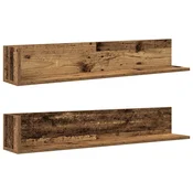 vidaXL vidaXL Stenske police 2 kosa starinski les 100x16,5x16,5 cm inž. les, (21814578)