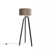 Stoječa svetilka s tripodom črna s taupe odtenkom in zlatom 50 cm - Puros