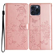 Eleganten etui ovitek za Samsung iPhone 16 Pro, Metulji, Pink